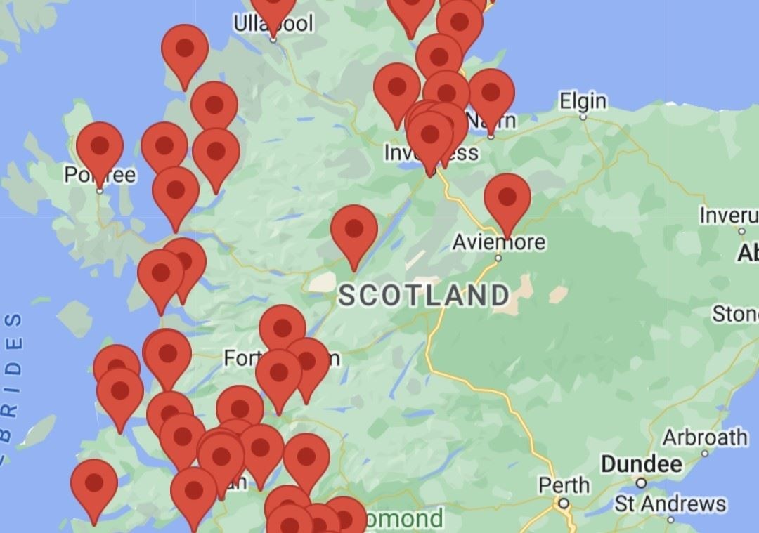 A map of where Covid vaccination clinics have been arranged so far.