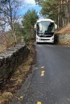 Tight fit... the road to Tromie Bridge shows just how much of a squeeze it is for large vehicles such as coaches.