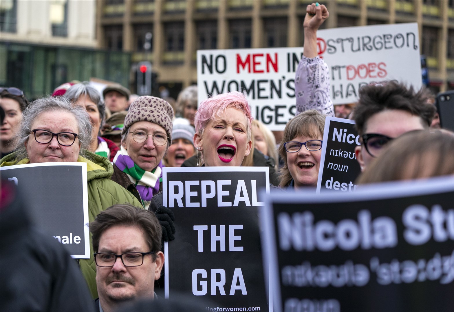 The debate surrounding trans rights in Scotland has sparked protests calling for the Scottish government to scrap the legislation (Jane Barlow/PA)
