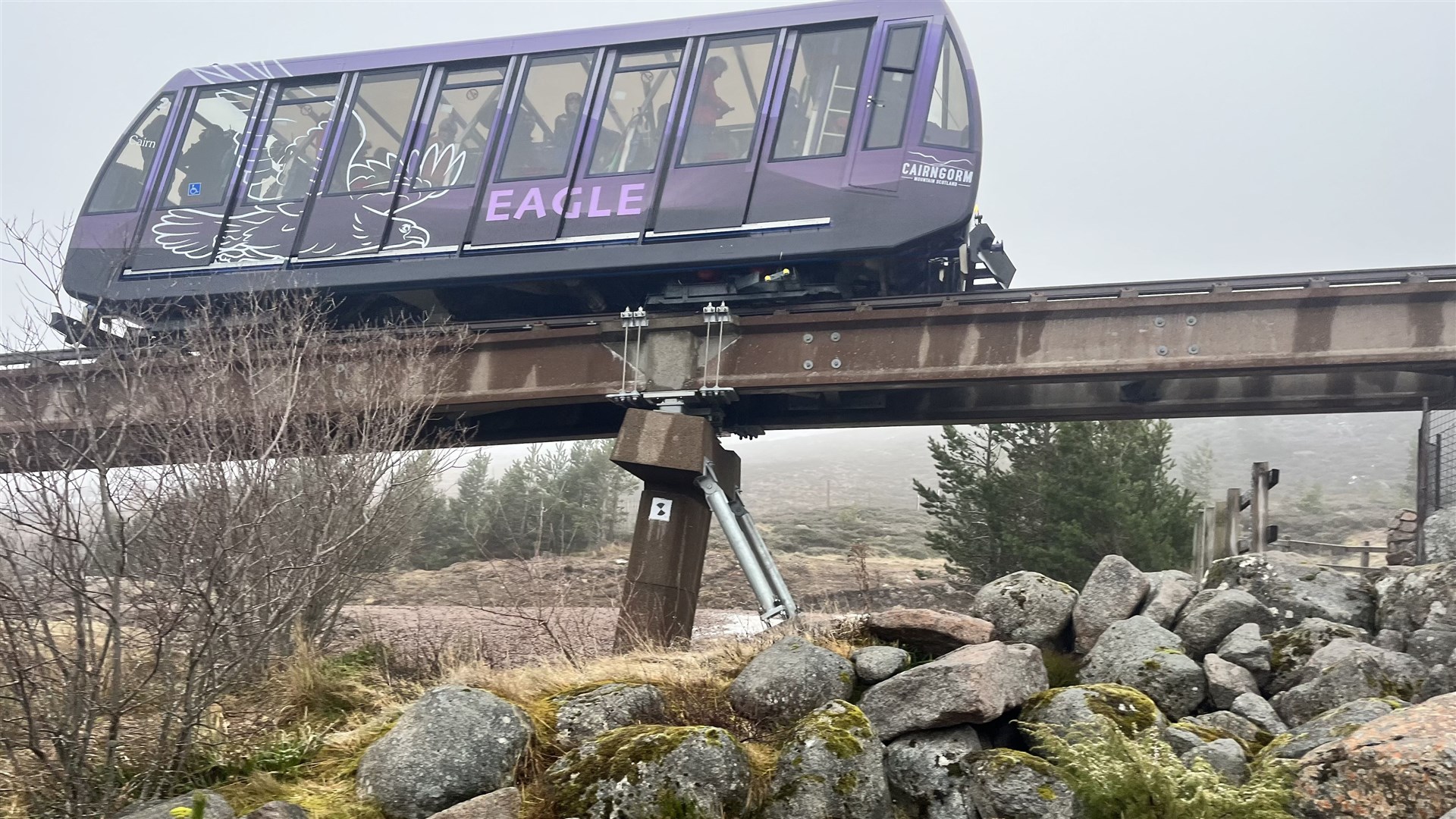 Skiers and snowboarders on the Cairngorm funicular's first trip with passengers to the top since September 2018.