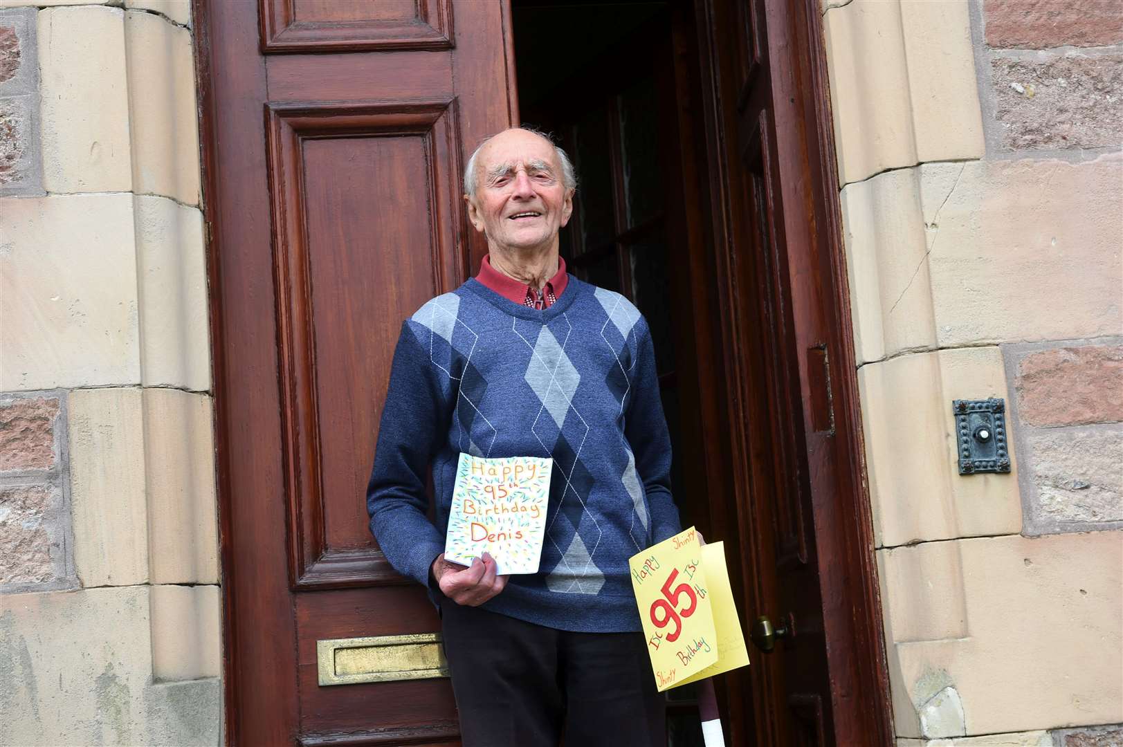 Denis Swanson, Montague Row, Inverness, celebrates his 95th birthday. Picture: Callum Mackay