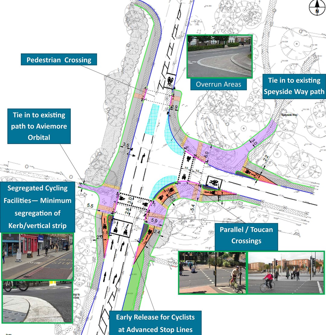 An overview of the final lay-out for the junction of Dalfaber Drive and Grampian Road.