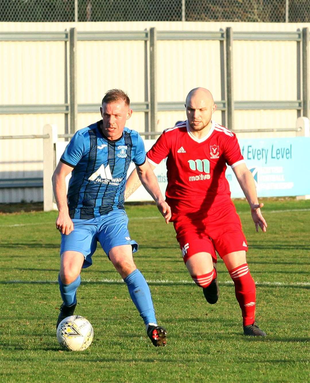 Kris Duncan (left) netted late at home to Deveronvale to grab a point for the Jags.
