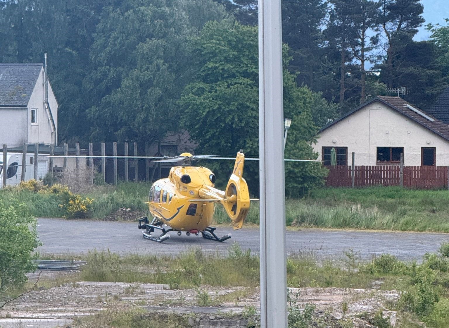The air ambulance at Milton Park just after 5.30 this morning. The photograph was posted by local man George McEwan.
