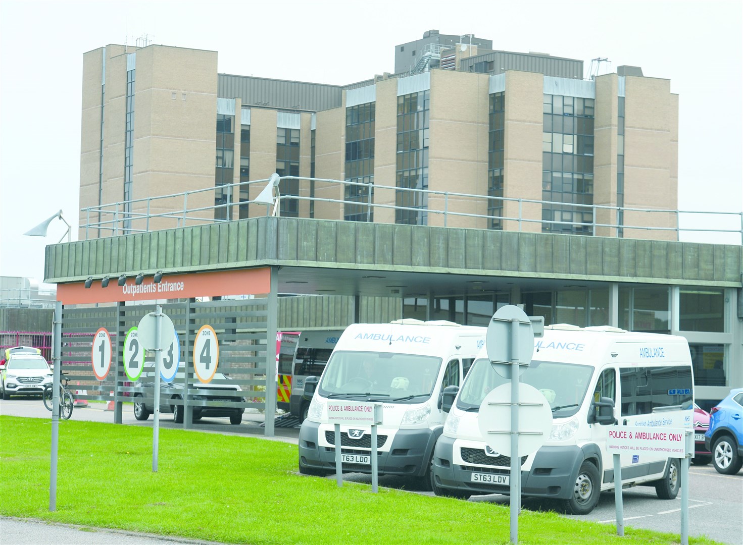 Raigmore Hospital ambulance health locator. Picture: Gary Anthony.