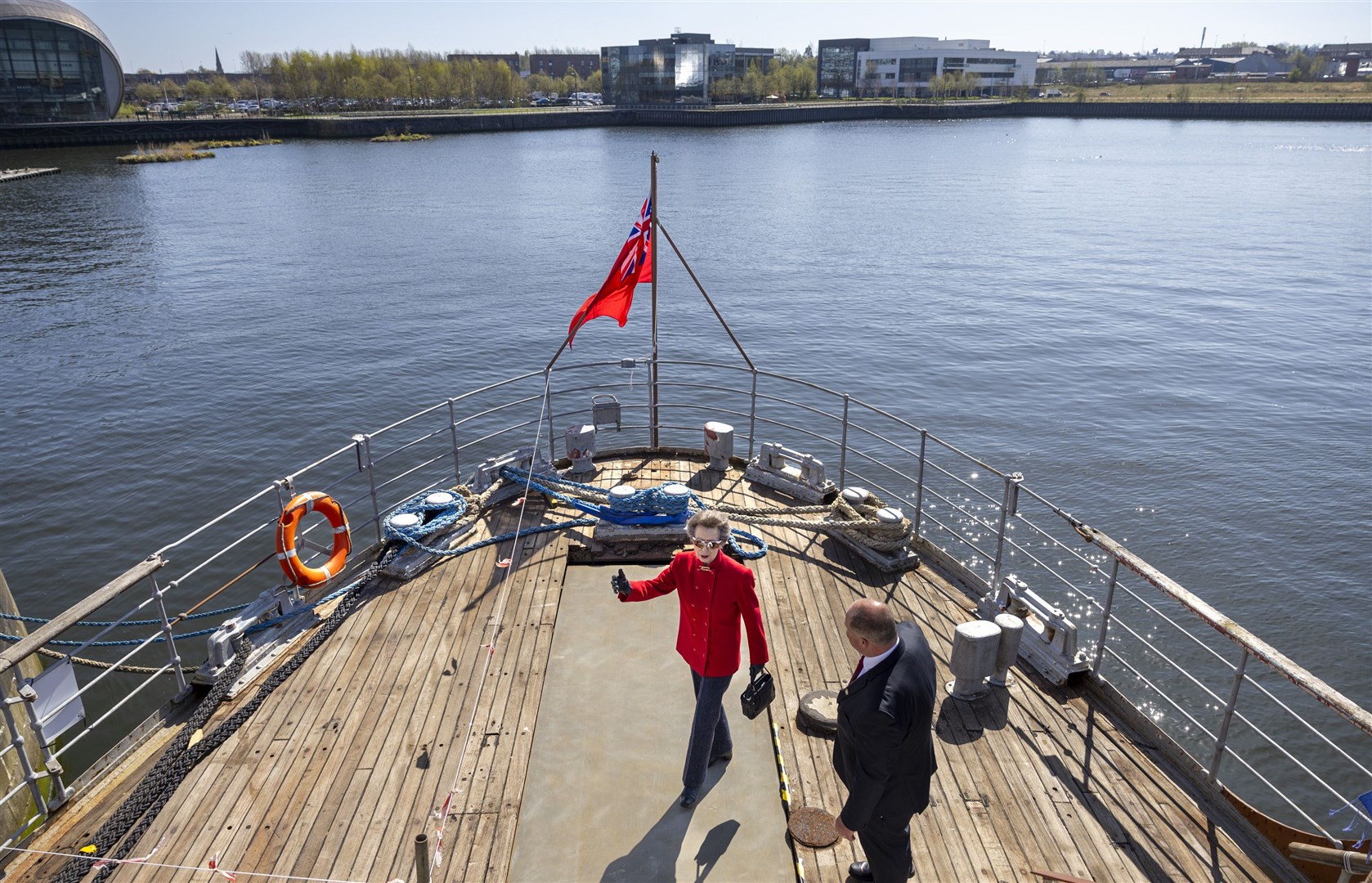 The Princess Royal was making her fourth visit to the vessel (Martin Shields/PA)
