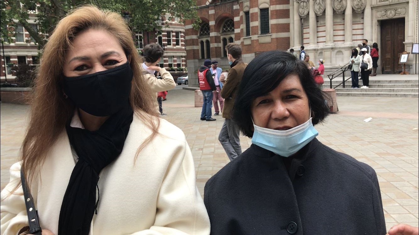Norilyn King, 64, (left) and Herminia Supan, 73 (Laura Parnaby/PA)