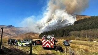 Handout photo taken with permission from the social media site X, formerly Twitter, posted by @Police Scotland of emergency services at the scene of a wildfire on the Isle of Arran, Scotland (PA)