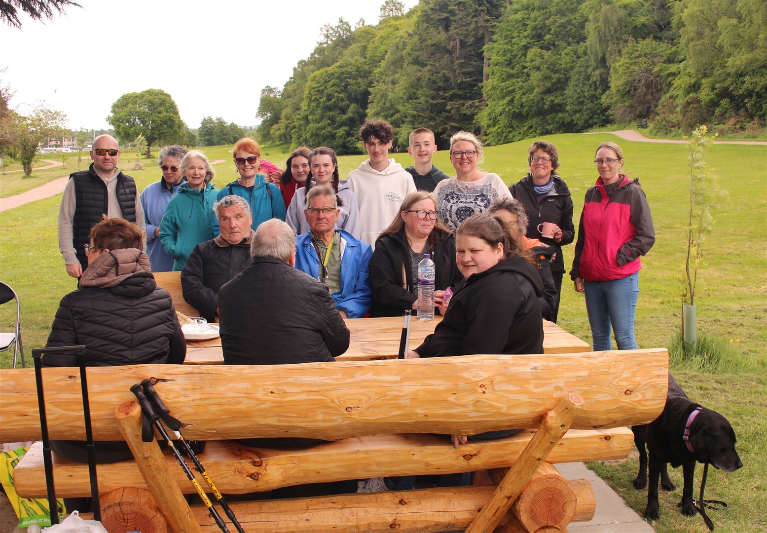 Angela Clelland (standing, third from right) with some of the walkers during the Torvean Park event.