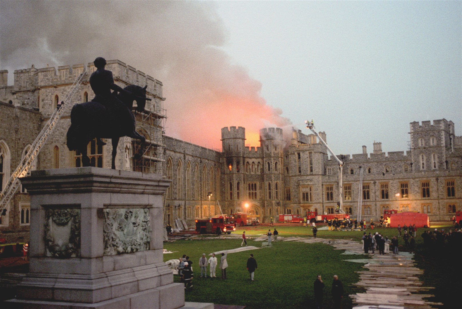 Windsor Castle on fire in 1992 (PA)