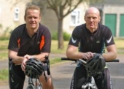 Craig Kirk (left) and his brother, Mark, who are cycling from Land’s End to John O’Groats.