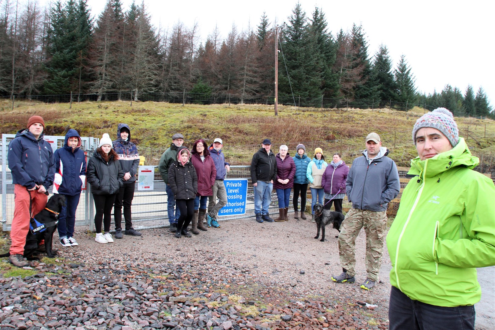 Dalwhinnie Community Council chairwoman Jen Dickinson (right) with fellow local campaigners at the level crossing which has been locked since July 2021 hitting recreation and business in the village.