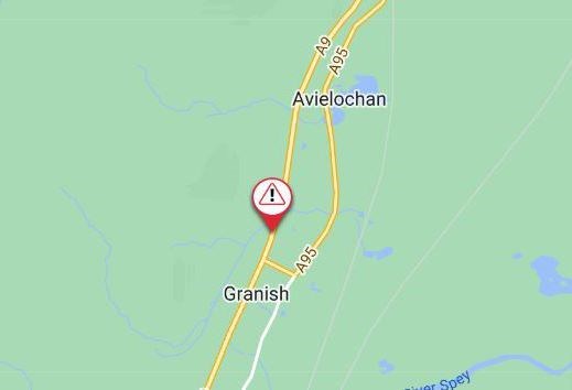 The accident location, north of Aviemore.
