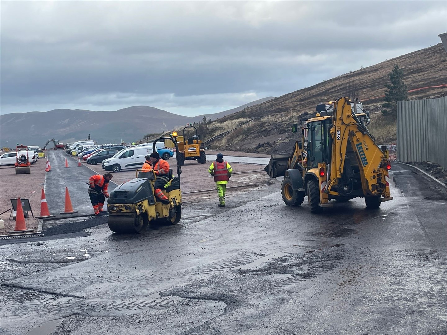 Work is continuing on car park repairs at Coire Cas.