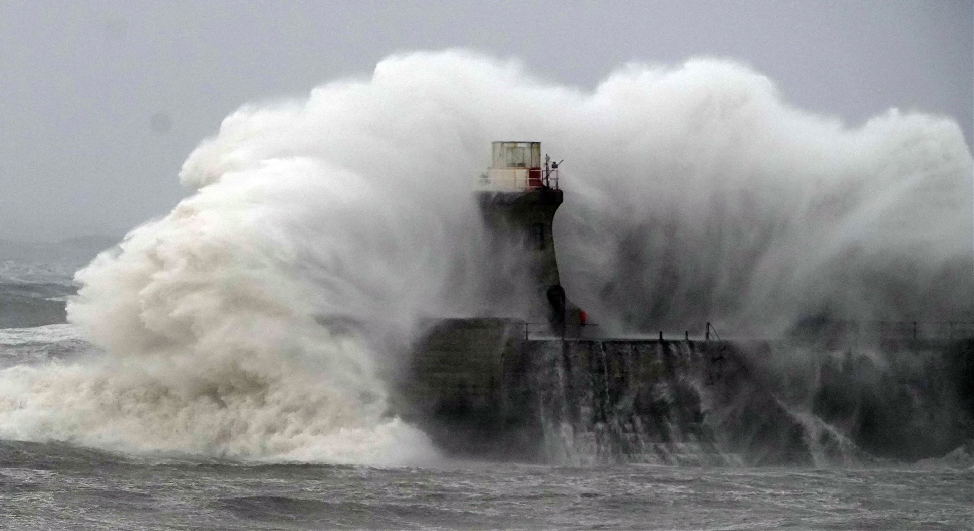 The lighthouse at South Shields was damaged in the storm (Owen Humphreys/PA)