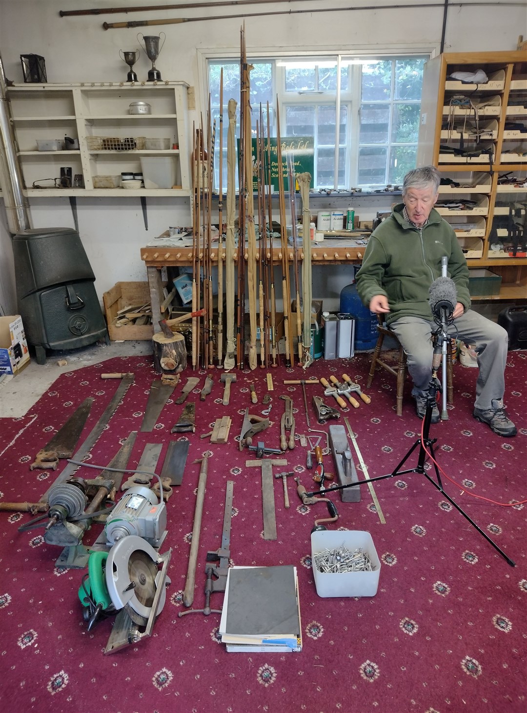 A MASTER CRAFTSMAN AND HIS TOOLS: Harry with some of his tools used over all the decades. Many are being gifted to Badenoch Men's Shed Association.