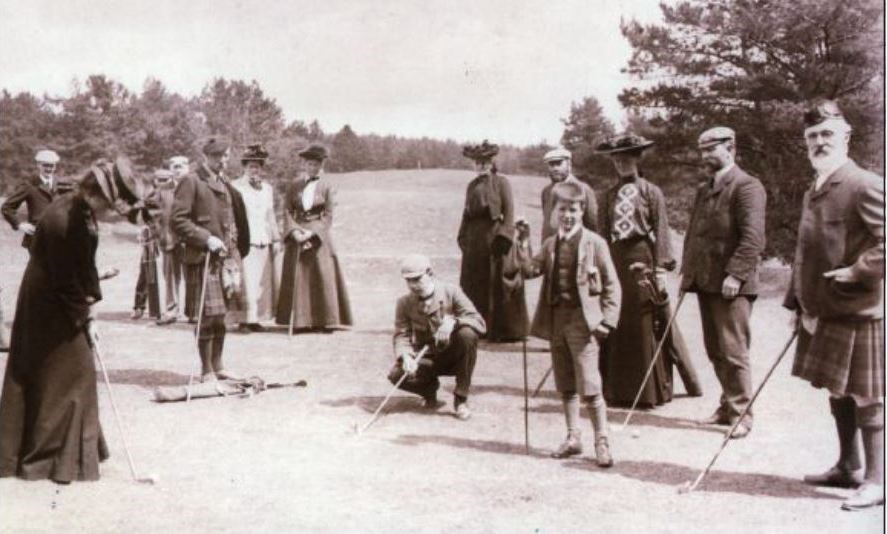 Bobby Cruickshank (fourth right) on the Grantown course as a young boy.