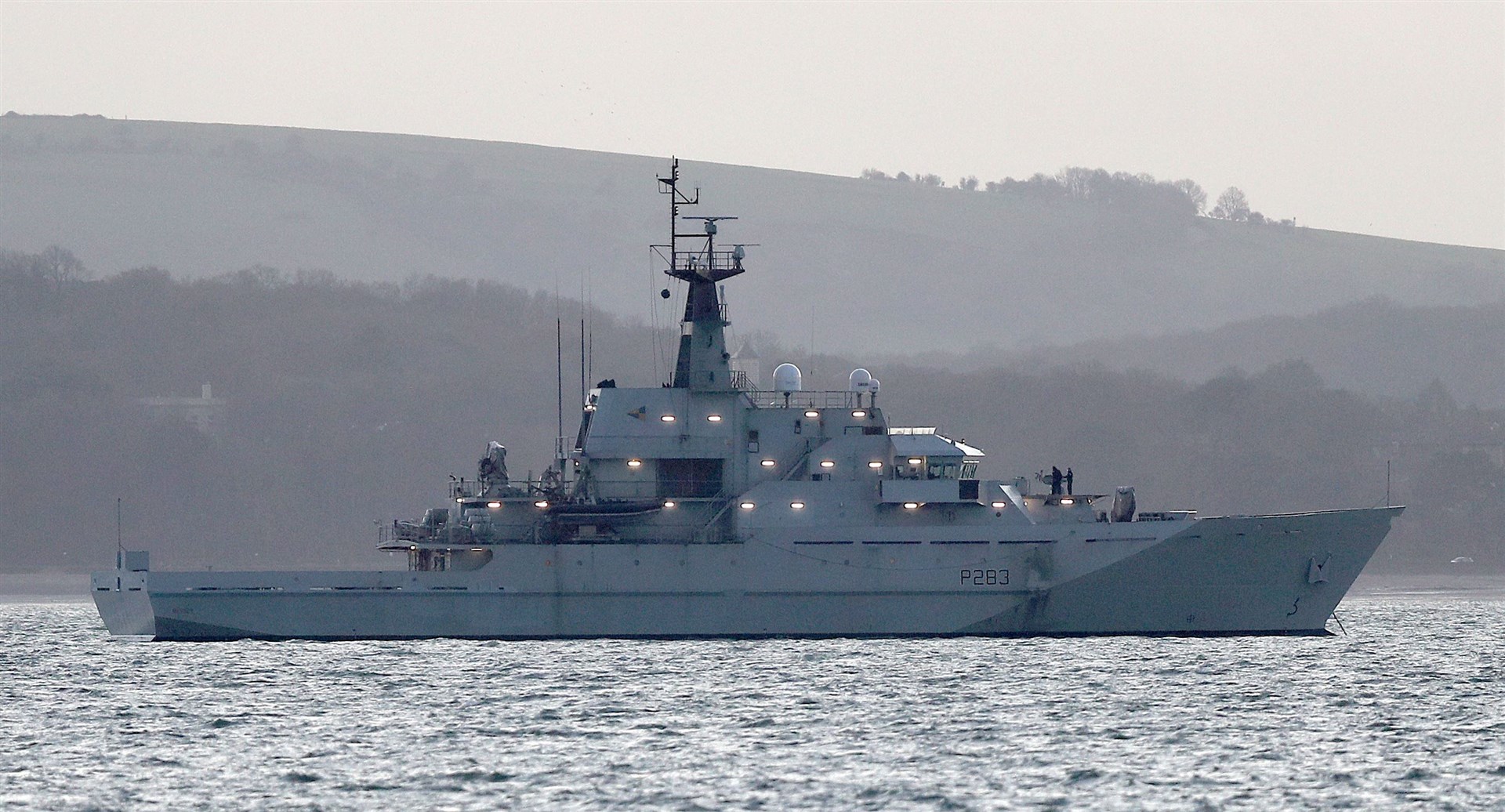 The Royal Navy’s HMS Mersey is one of four river patrol vessels put on stand-by to guard against European trawlers entering UK territory if the trade talks with Brussels fail (Andrew Matthews/PA)