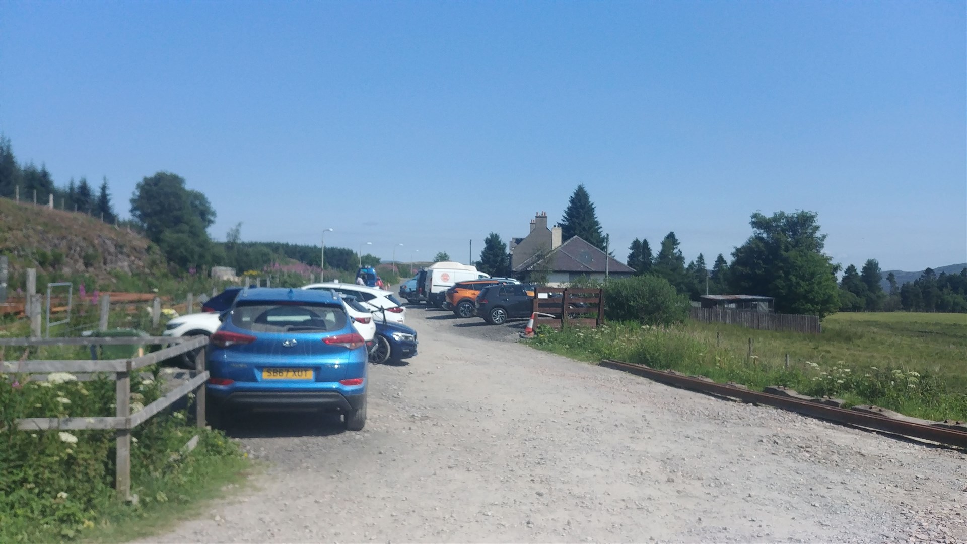 The cars of hill walkers parked up on their way to Ben Alder and other routes in the area. (CROP)