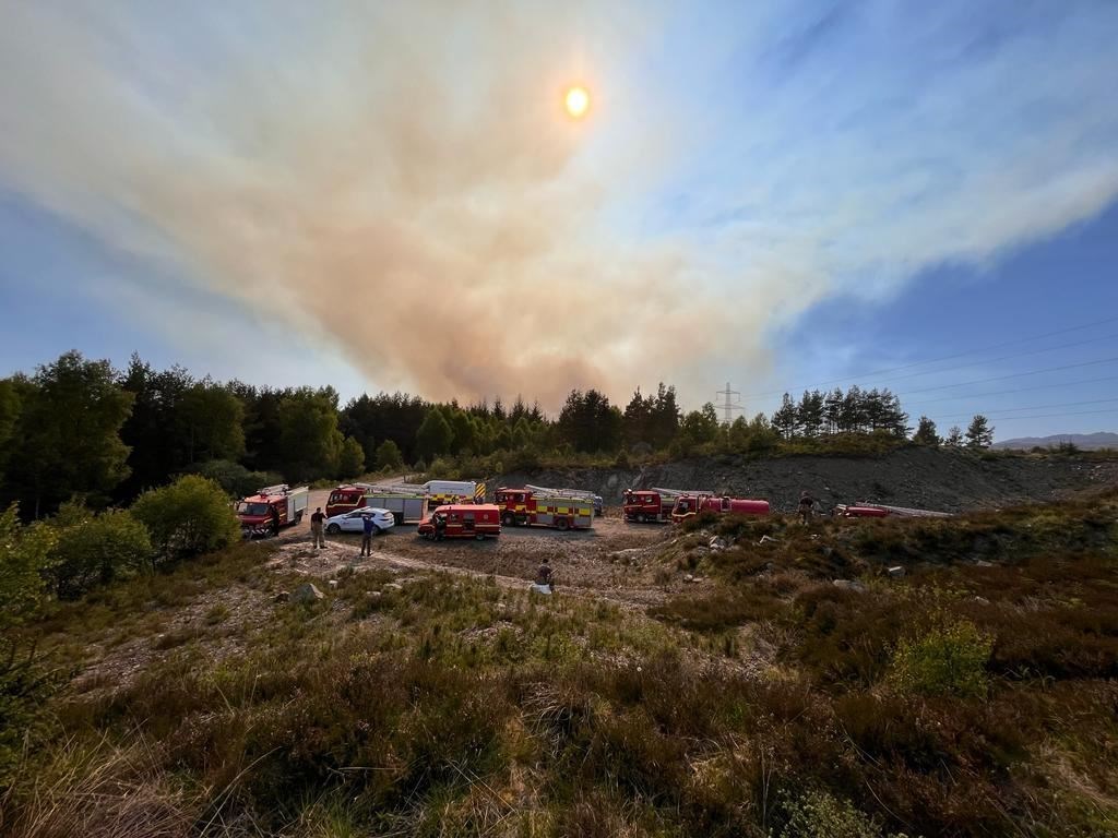 Emergency services and other helpers at the scene of the Cannich wildfire on RSPB Cormionny Nature Reserve in May.