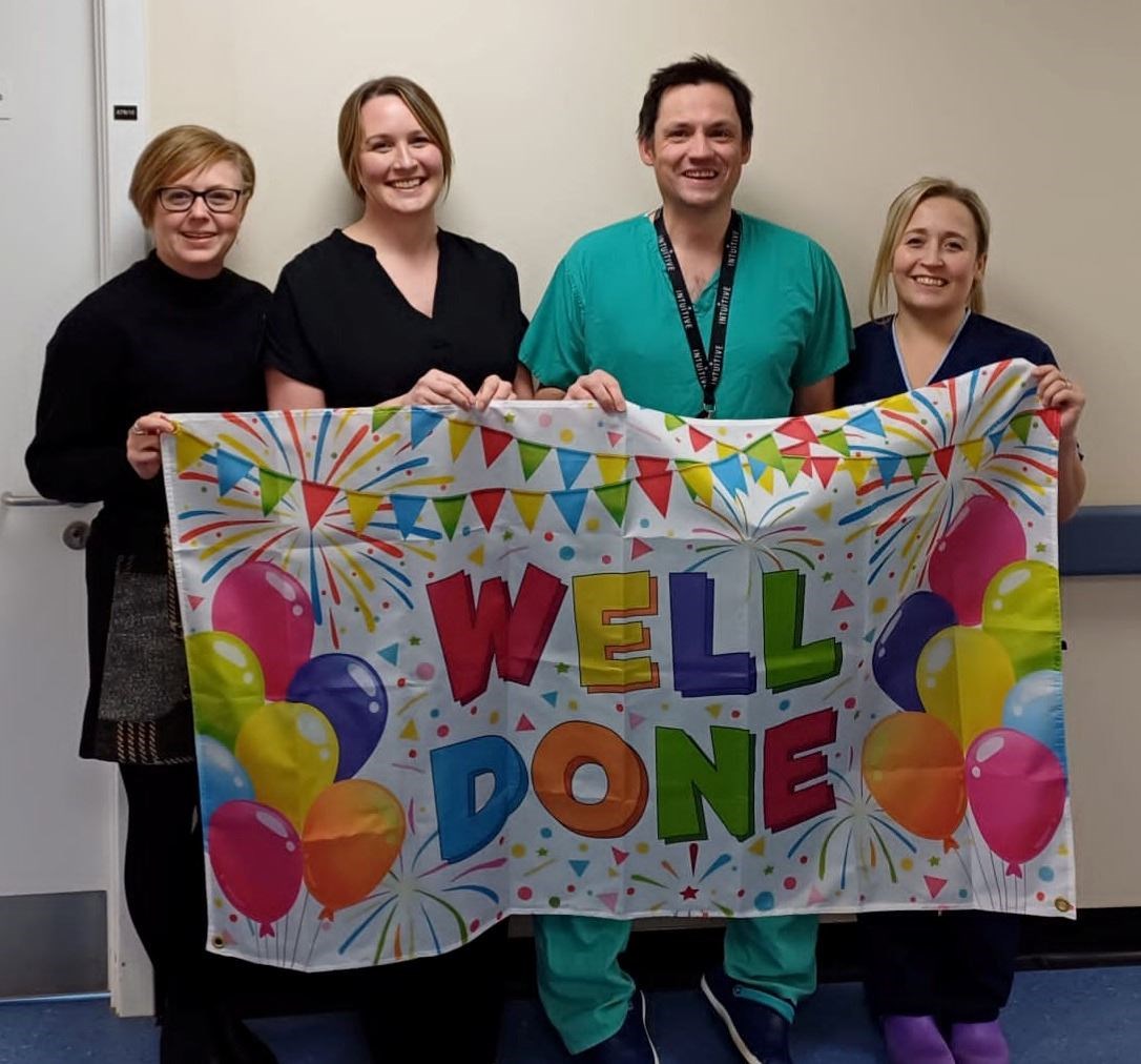 (left to right): Geri MacDonald, lead booking officer; Amie Westwater, service manager;Raymond Oliphant, colorectal surgeon and clinical lead for endoscopy; and KirstyMcLean, senior charge nurse.