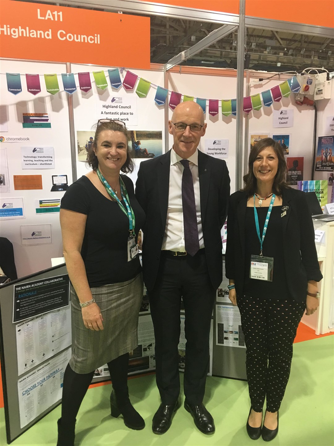 Claire McGonigal (left) with Education Secretary John Swinney at an education conference.