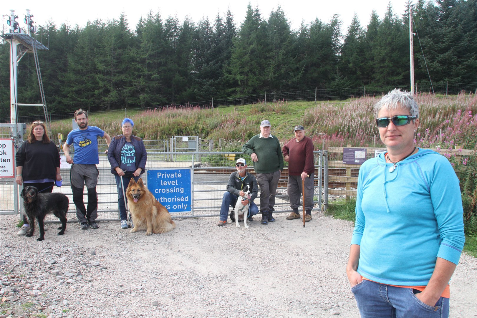 Jen Dickinson at the Ben Alder crossing at Dalwhinnie a short time after it was locked in the summer.