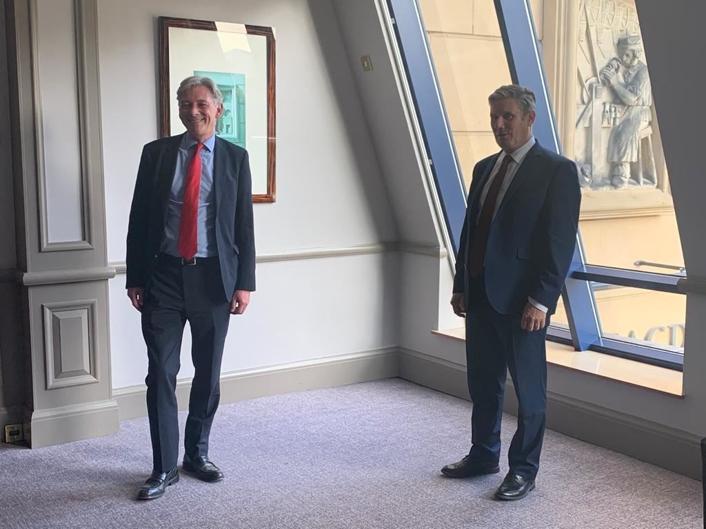 Sir Kier Starmer held his first face to face meeting with Richard Leonard since becoming Labour leader in April. (Scottish Labour/PA)