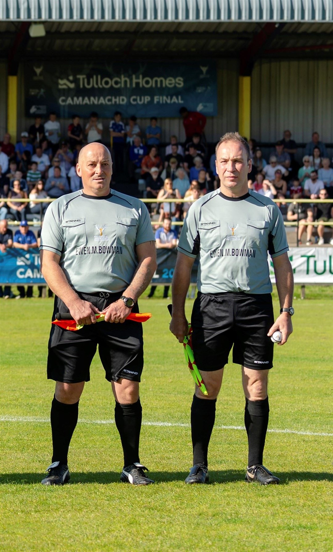 2023 Tulloch Homes Camanachd Cup Final Referee Des McNulty (right) pictured ahead of officiating as part of Robert Baxter’s team in the 2019 final.