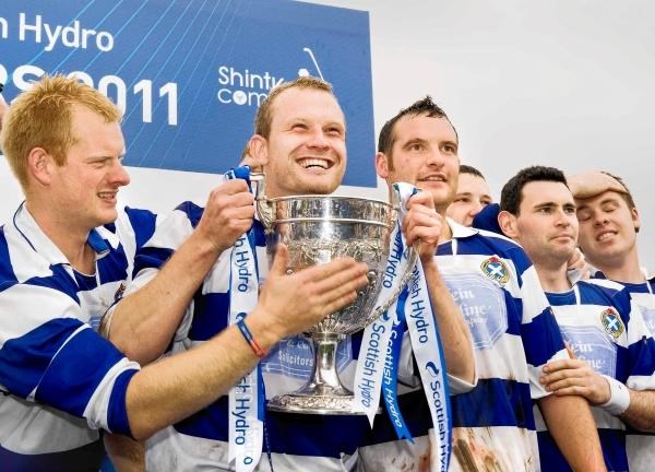 Newtonmore's Scott Campbell with his hands on the famous trophy last year