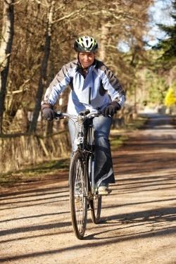 Fran Pothecary, the Cairngorms National Park Authority's Outdoor Access Officer, tries out an electric bike