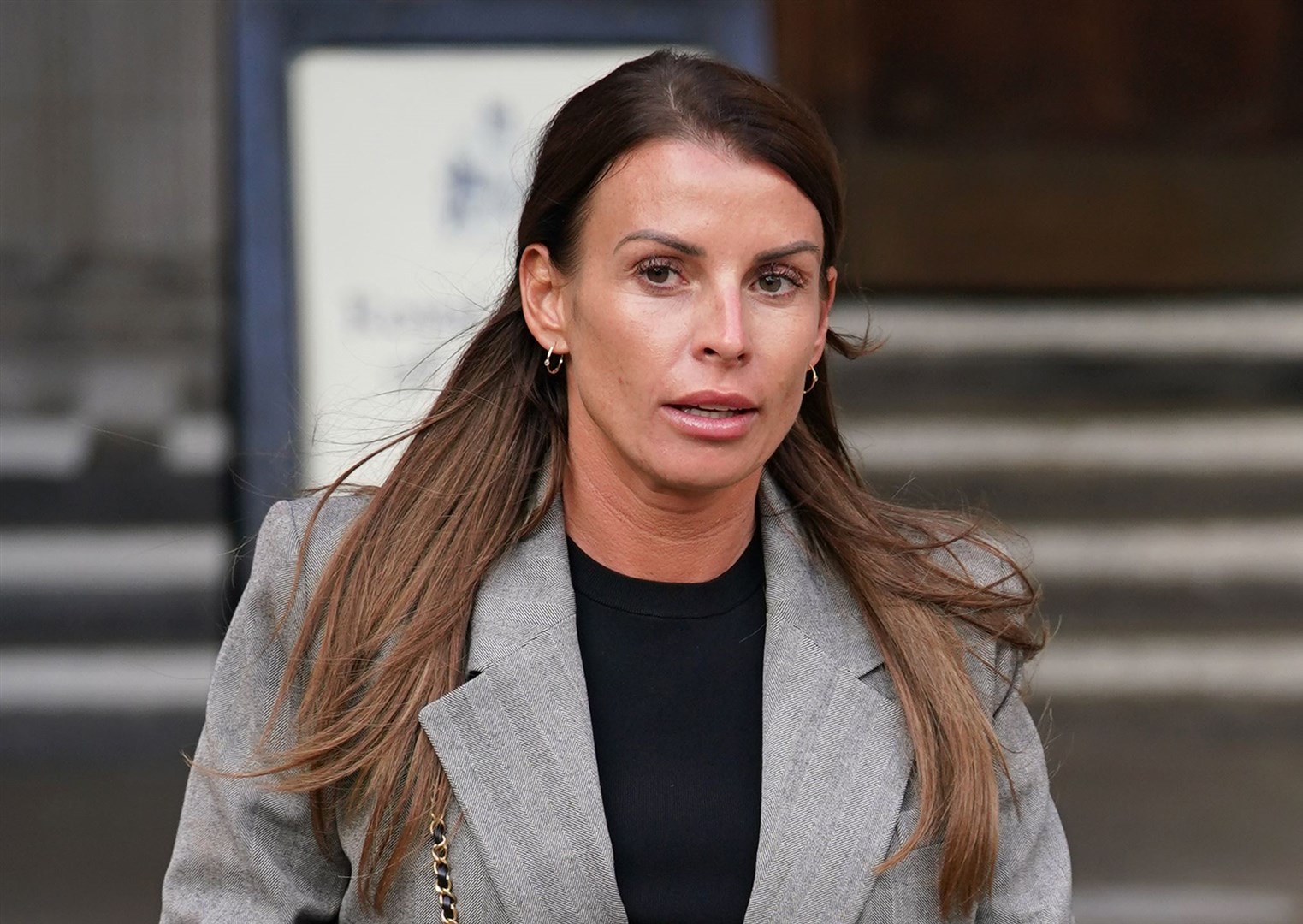 Coleen Rooney leaving the Royal Courts Of Justice, London, during the libel battle (Yui Mok/PA)
