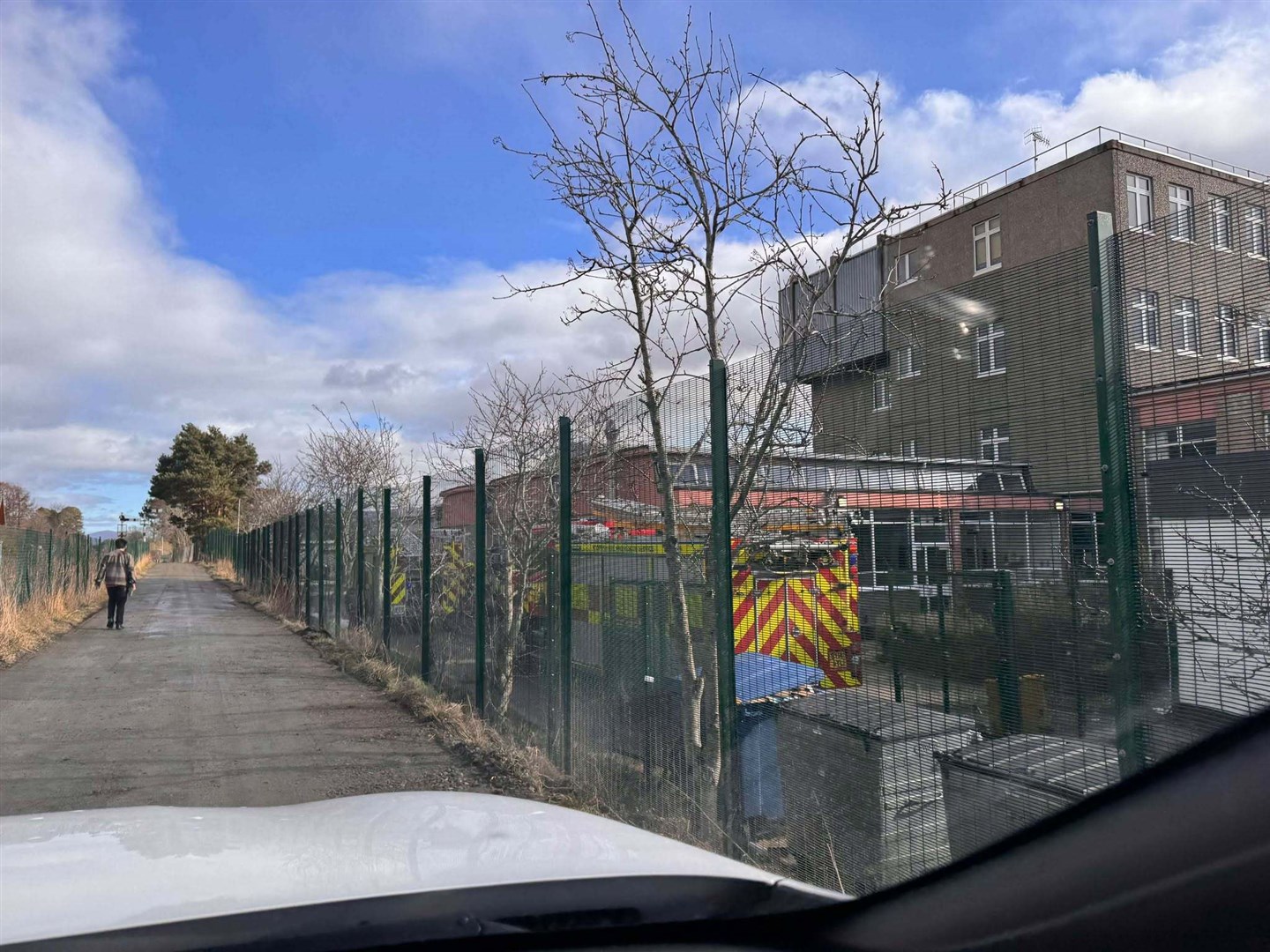 ACTION AT KINGUSSIE HIGH SCHOOL: Two crews are in attendance.