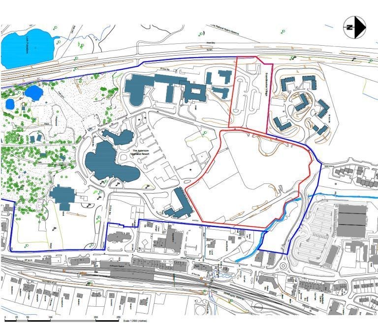 A site plan showing the proposed area for the housing and staff accommodation (red boundary). Plan: GH Johnston Planning and Design.