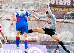 Richie Foran heads ICT in front against Hamilton.