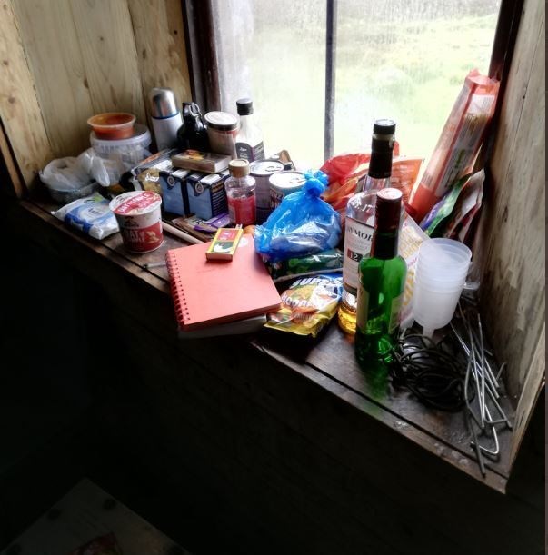 Some of the rubbish at Corrour Bothy last weekend.