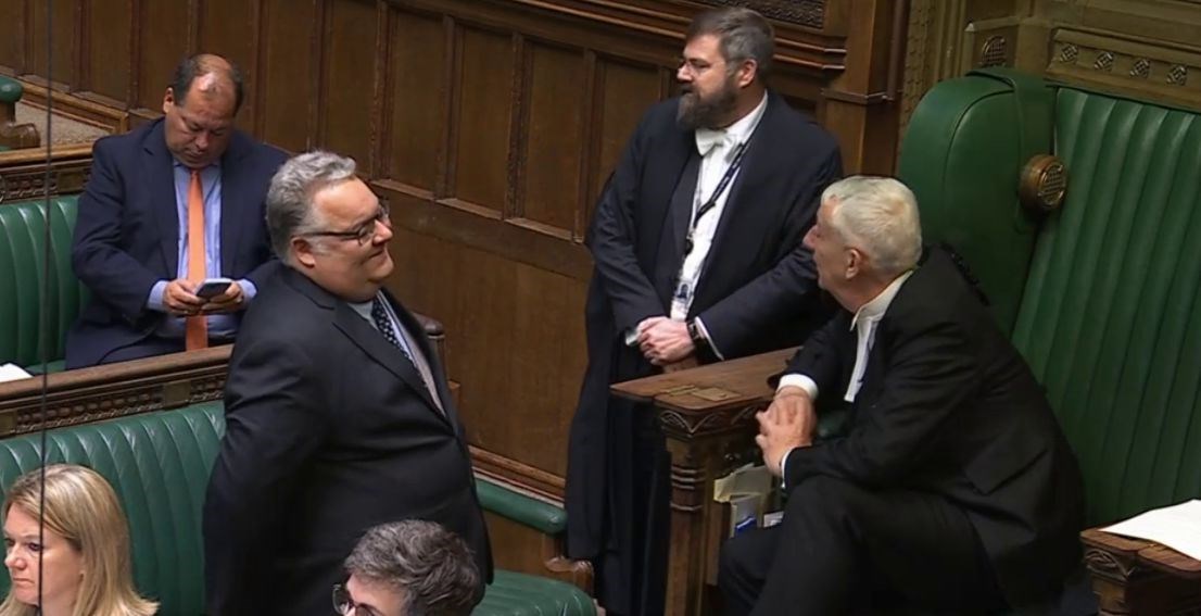 New MP for Moray West, Nairn and Strathspey Graham Leadbitter speaks to House of Commons Speaker Sir Lindsay Hoyle...Picture: UK Parliament