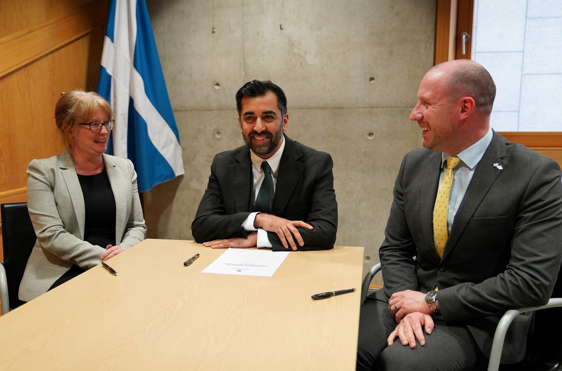 Finance secretary Shona Robison and health secretary Neil Gray (right) with former First Minister Humza Yousaf.