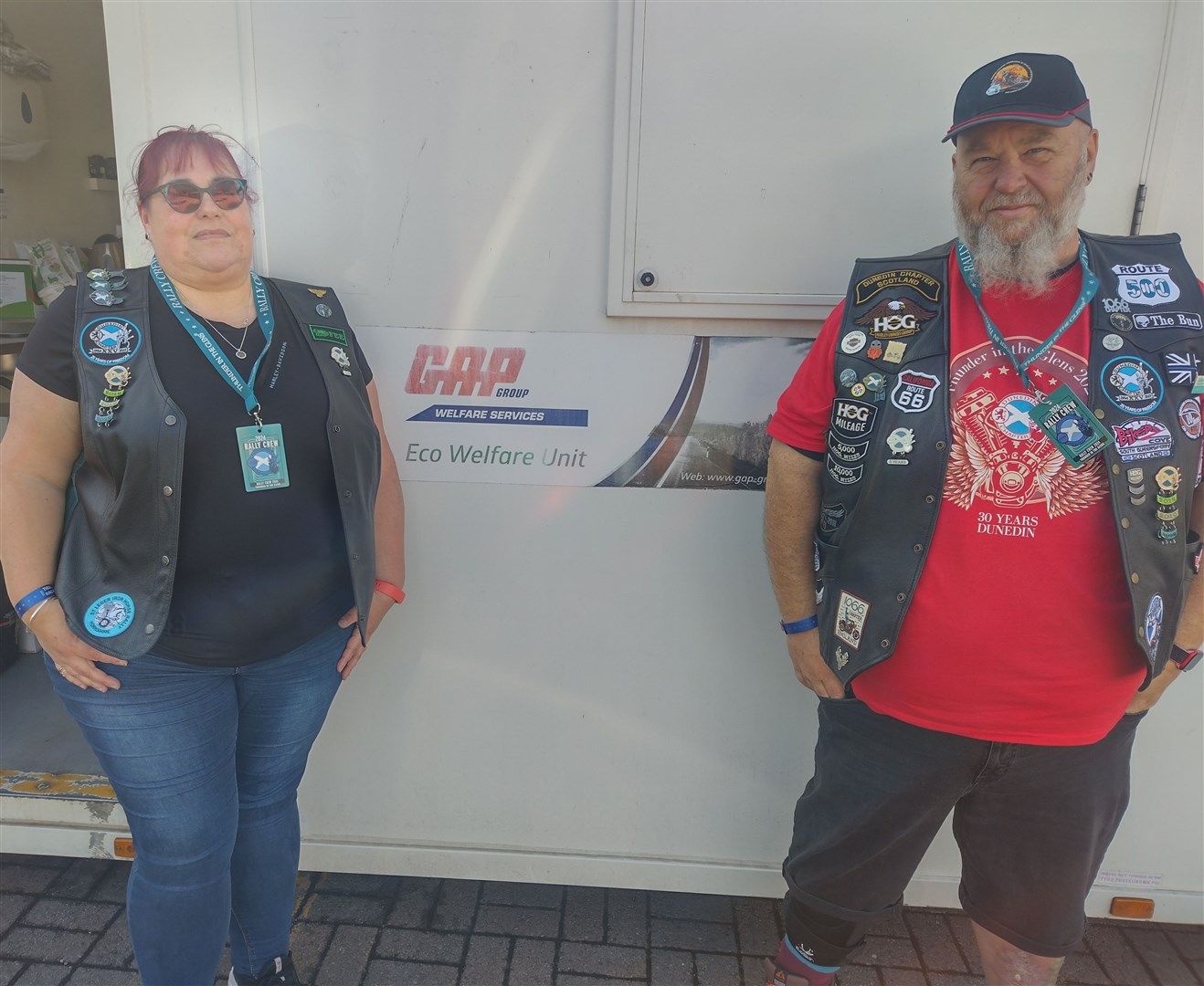 IN GOOD HANDS: Looking after the health of the 100 or so volunteers during this year's rally are volunteers Fee and Willie Sykes-Robertson, from the Dunedin Chapter: "It's a brilliant weekend and we just want to keep everyone hydrated and happy. They're a busy lot!"