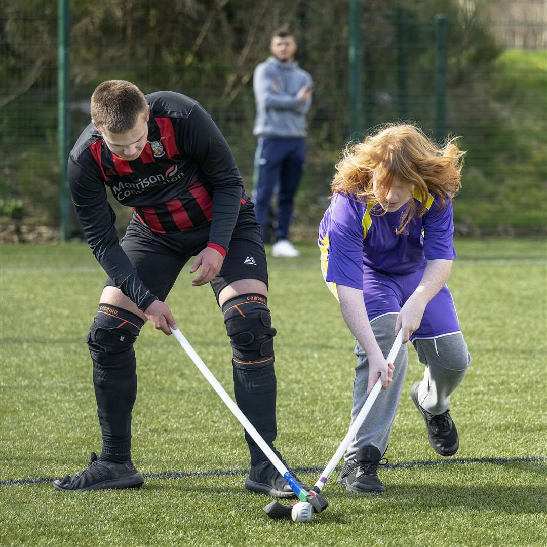 Action from the 2022 National Disability Shinty Festival held in Aviemore.