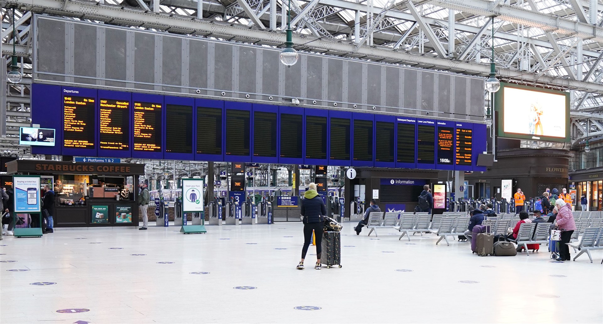 Glasgow Central Station after trains and ferry services stopped running (Jane Barlow/PA)