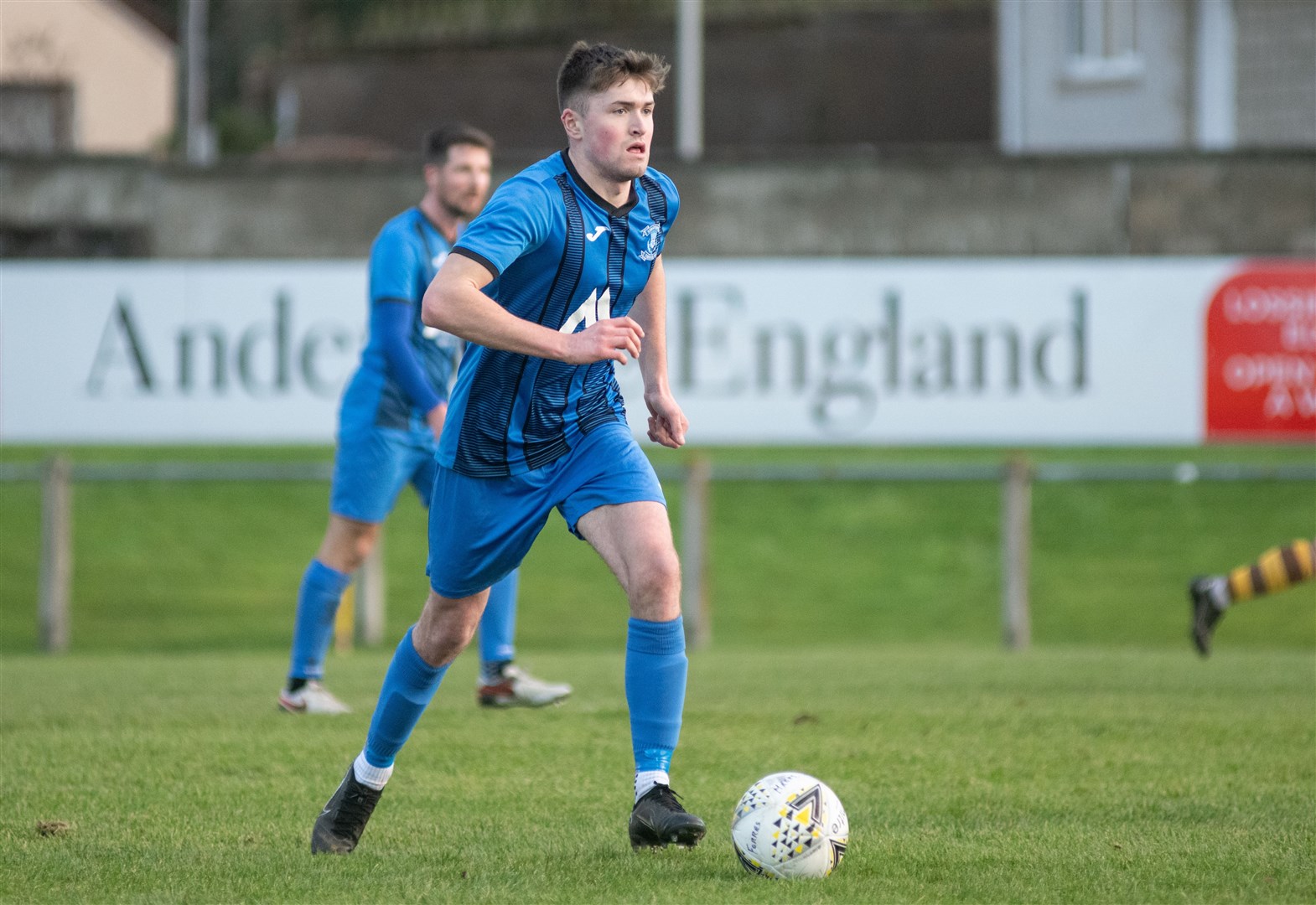 Strathspey Thistle's Owen Paterson...Forres Mechanics FC (8) vs Strathspey Thistle FC (1) - Highland Football League 22/23 - Mosset Park, Forres 07/01/23...Picture: Daniel Forsyth..