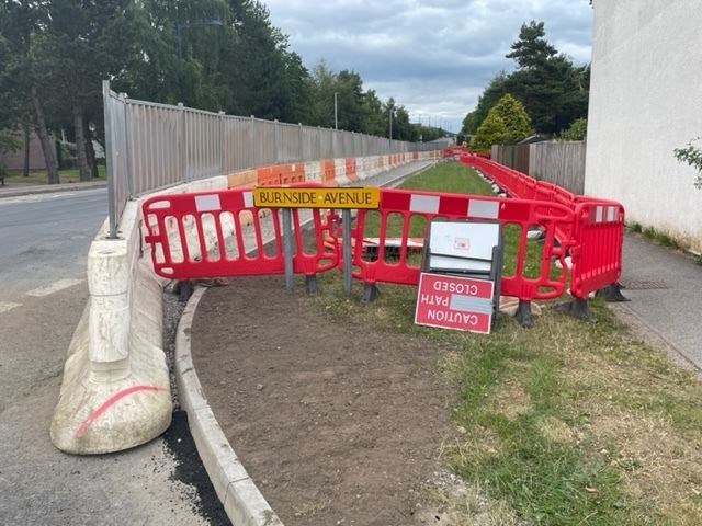 The exit heading north from Burnside Avenue has become a blind corner.