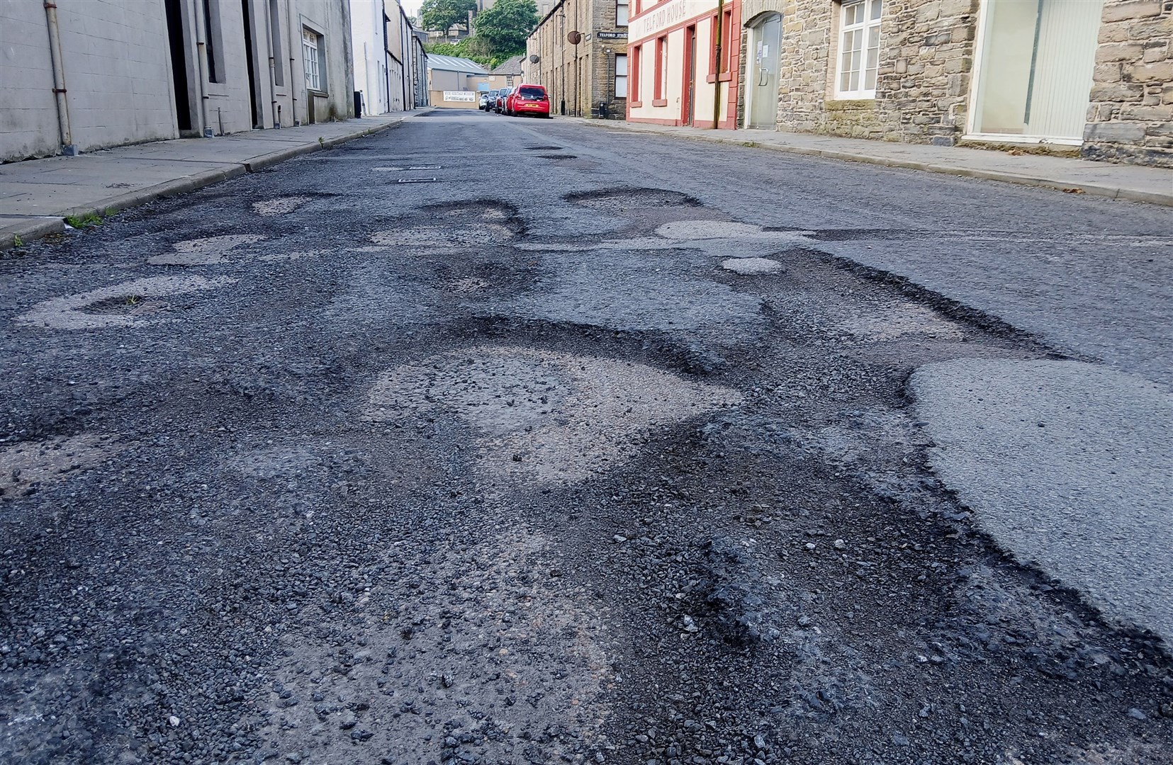 Williamson Street in Wick was among the potholed areas of Caithness featured in BBC coverage. Picture: Alan Hendry