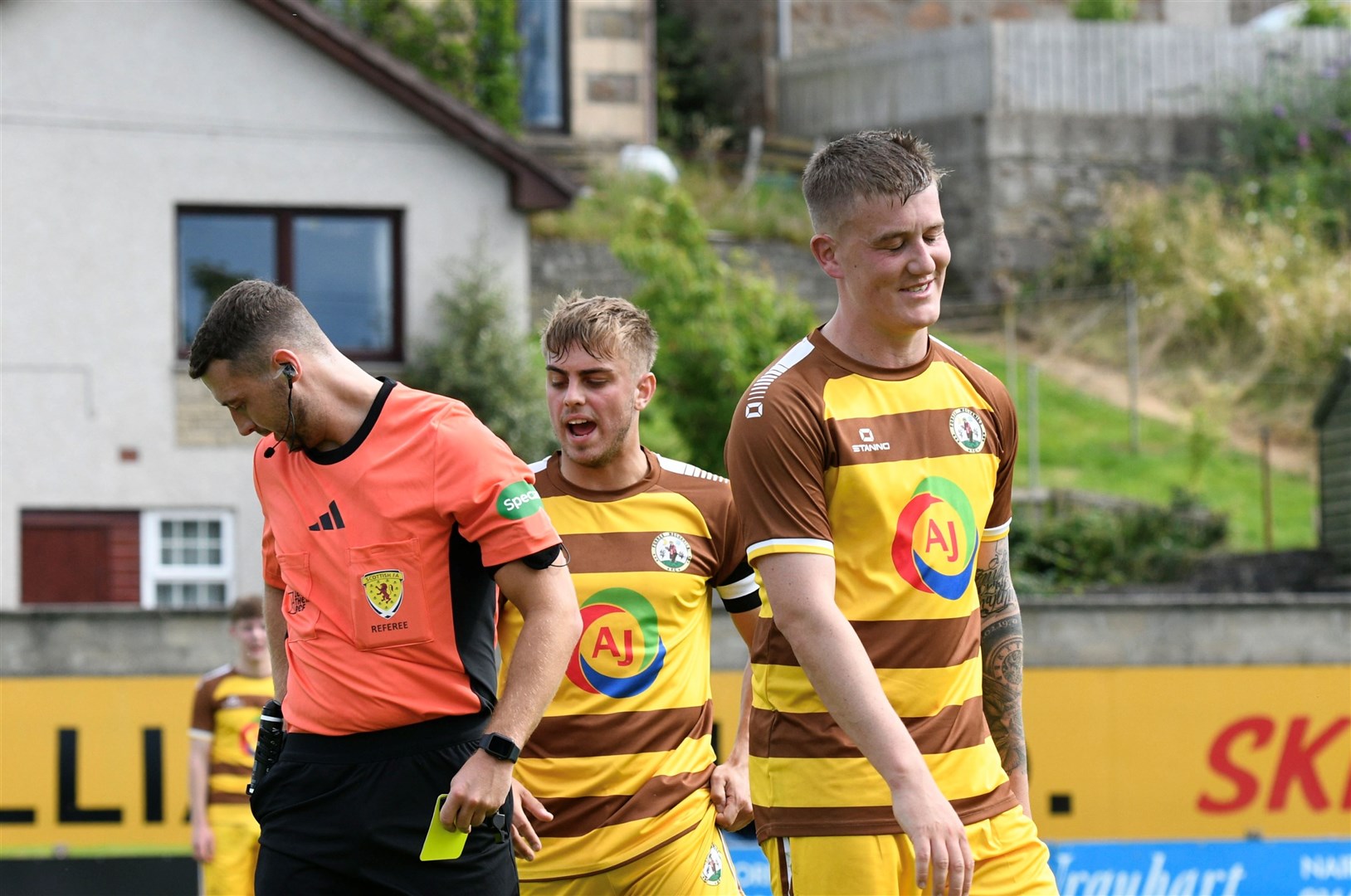 Kyle MacLeod is sent off for Forres Mechanics in the first half. Picture: Daniel Forsyth