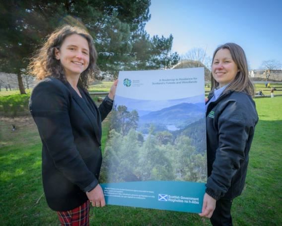 Rural Affairs Secretary Mairi Gougeon with Scottish Forestry's Head of Sustainable Forest Management, Helen Sellars