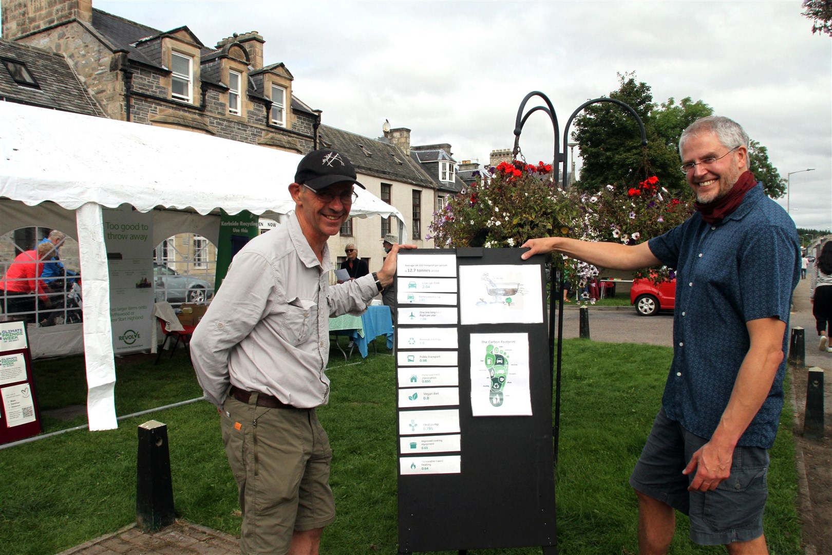 Peter Grant (left) and Jeremy Money discuss their carbon footprints.