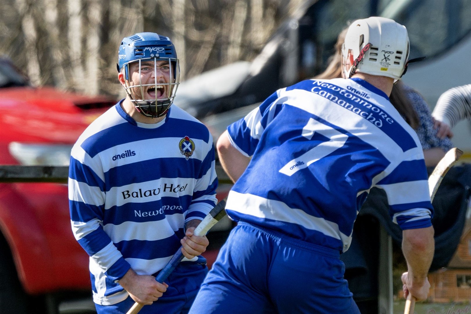 Newtonmore's Iain Robinson got on the scoresheet twice in the opening fixture of the new season.