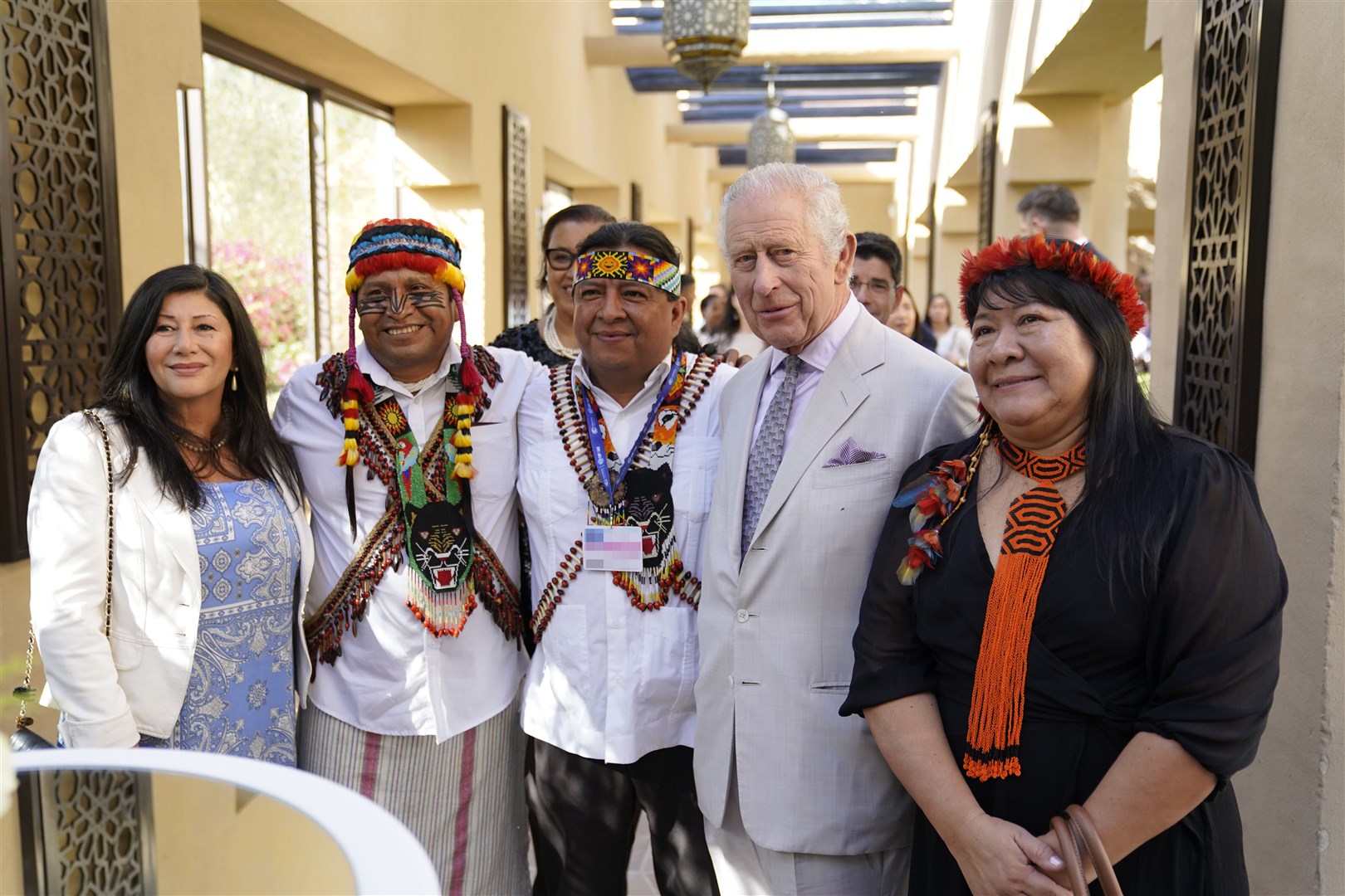 Charles with First Nations leaders at a Commonwealth and Nature reception in Dubai (Andrew Matthews/PA)