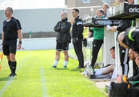 New Clachnacuddin manager Brian Macleod (centre) pictured as assistant manager with former boss Iain Polworth.